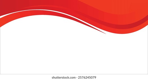 Vector red line background curve element with white space for text and message design, overlapping layers modern art