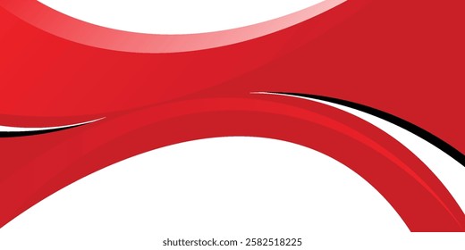 Vector red line background curve element with white space for text and message design, overlapping layers modern arts abstract red