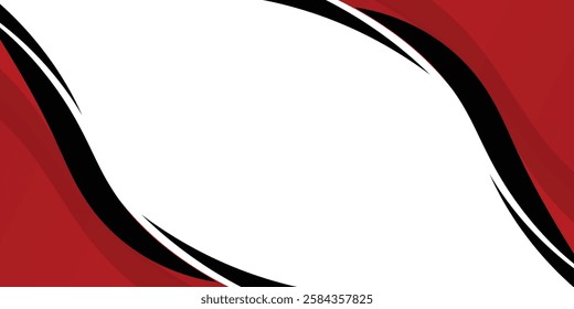 Vector red line background curve element with white space for text and message design,