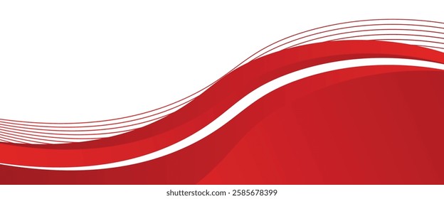 Vector red line background curve element with white space for text and message design, overlapping layers, vector