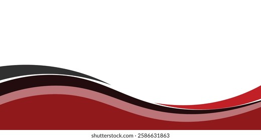 Vector red line background curve element with white space for text and message design, overlapping layers, vector
