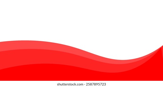 Vector red line background curve element with white space for text and message design, overlapping layers, vector