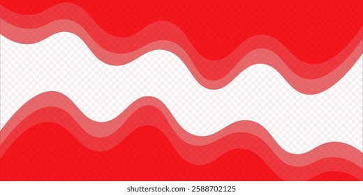 Vector red line background curve element with white space for text and message design, overlapping layers. vector illustration