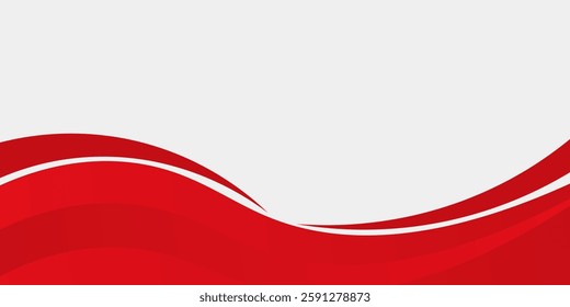 Vector red line background curve element with white space for text and message design, overlapping  modern