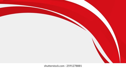 Vector red line background curve element with white space for text and message design, overlapping  modern