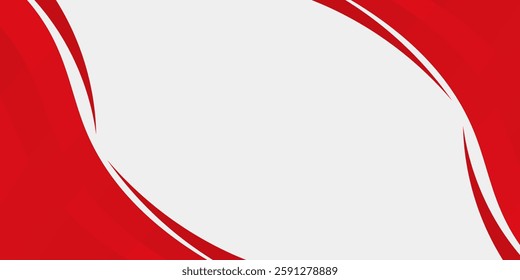 Vector red line background curve element with white space for text and message design, overlapping  modern