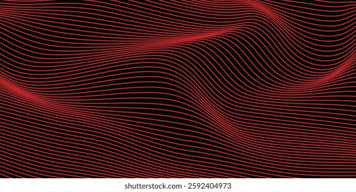 Vector red line background curve element with white space for text and message design, overlapping layers.