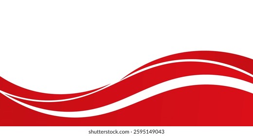 Vector red line background curve element with white space for text and message design, overlapping modern arts
