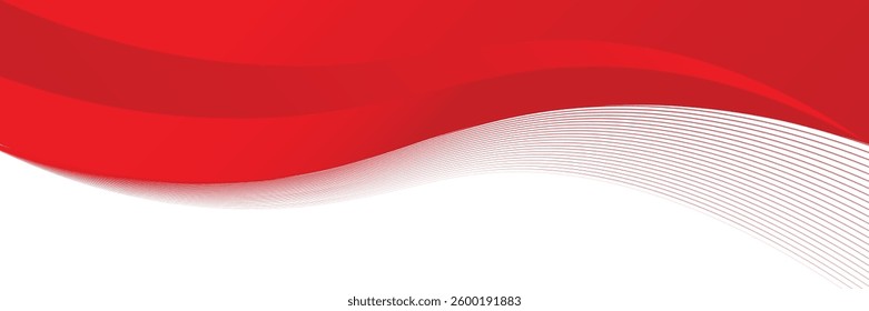 Vector red line background curve element with white space for text and message design, overlapping layers. Eps10