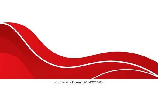 Vector red line background curve element with white space for text and message design, overlapping layers, vector illustration