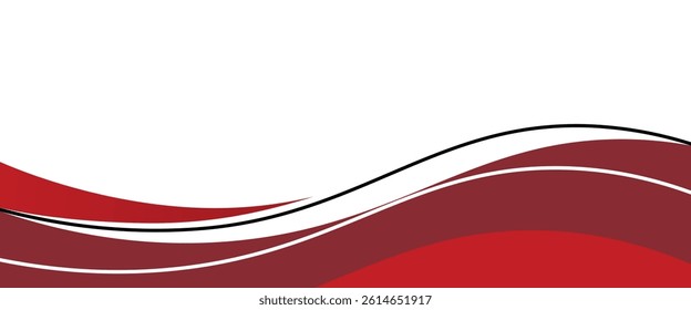Vector red line background curve element with white space for text and message design, overlapping layers, vector illustration