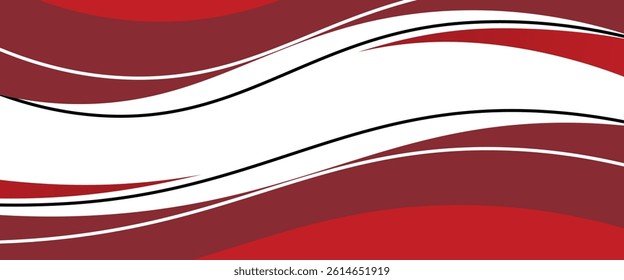 Vector red line background curve element with white space for text and message design, overlapping layers, vector illustration