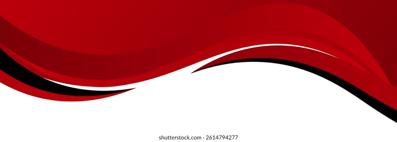 Vector red line background curve element with white space for text and message design, overlapping layers, vector