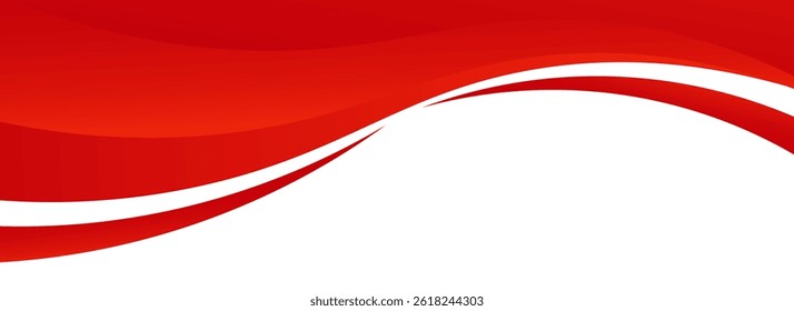 Vector red line background curve element with white space for text and message design, overlapping layers.