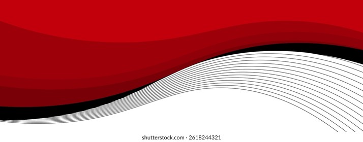 Vector red line background curve element with white space for text and message design, overlapping layers. vector