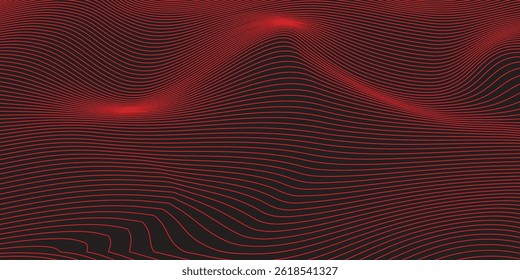 Vector red line background curve element with white space for text and message design, overlapping layers, vector