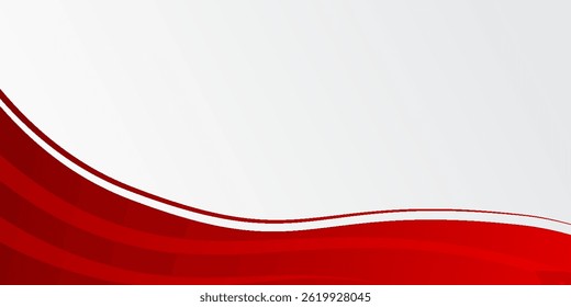 Vector red line background curve element with white space for text, message and poster design, overlapping layers