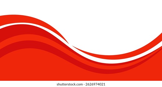 Vector red line background curve element with white space for text and message design, overlapping layers, v