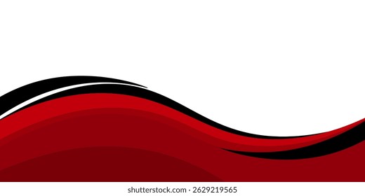 Vector red line background curve element with white space for text and message design, overlapping layers, vector