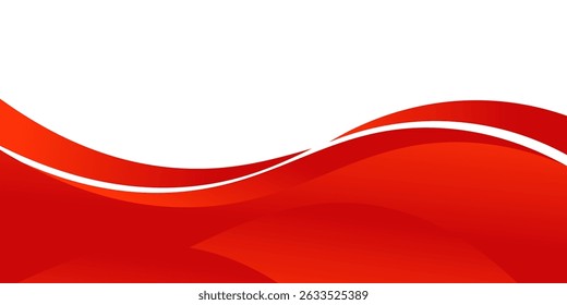 Vector red line background curve element with white space for text and message design, overlapping layers, vector illustration
