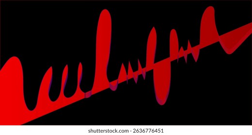 Vector red line background curve element with white space for text and message design, overlapping layers, vector