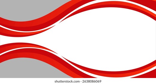 Vector red line background curve element with white space for text and message design, overlapping layers, vector