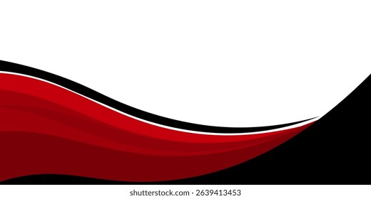Vector red line background curve element with white space for text and message design, overlapping layers, vector