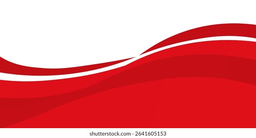 Vector red line background curve element with white space for text and message design, overlapping layers. Eps10