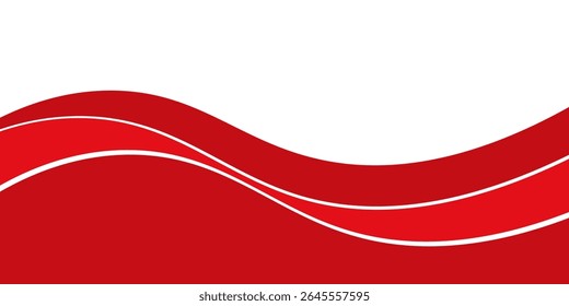 Vector red line background curve element with white space for text and message design, overlapping layers. Eps10
