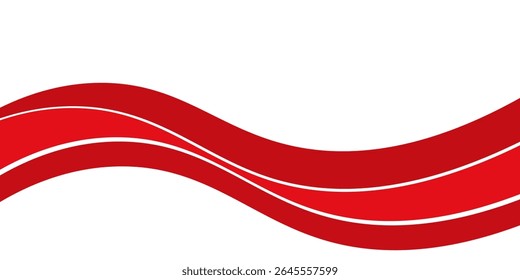 Vector red line background curve element with white space for text and message design, overlapping layers. Eps10