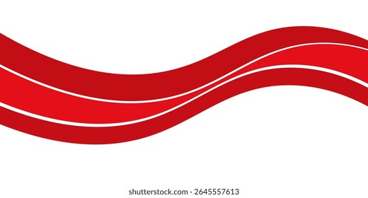Vector red line background curve element with white space for text and message design, overlapping layers. Eps10