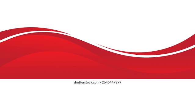 Vector red line background curve element with white space for text and message design, overlapping layers, vector