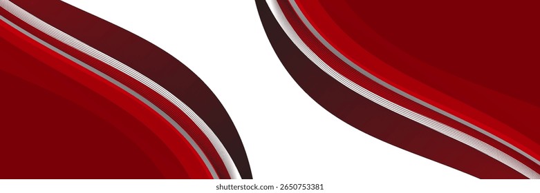 Vector red line background curve element with white space for text and message design, overlapping layers, v