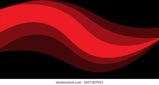 Vector red line background curve element with white space for text and message design, overlapping layers, vector
