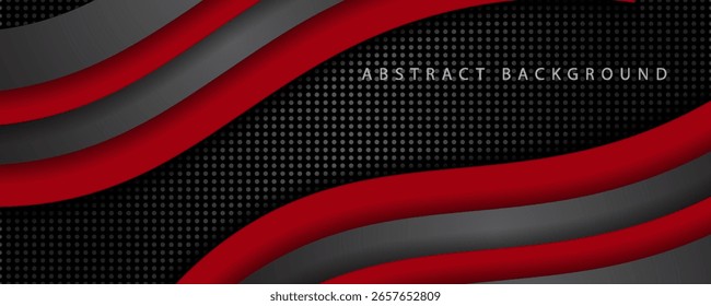 Elemento de curva de plano de fundo de linha vermelha de vetor com espaço escuro para design de texto e mensagem, camadas sobrepostas, vetor