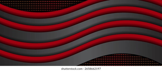 Elemento de curva de plano de fundo de linha vermelha de vetor com espaço escuro para design de texto e mensagem, camadas sobrepostas, vetor