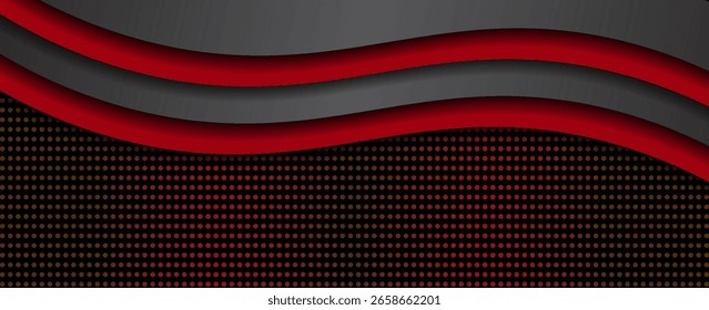 Vector red line background curve element with dark space for text and message design, overlapping layers, eps 10