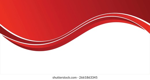 Vector red line background curve element with white space for text and message design, overlapping layers. vector abstract ilustration.
