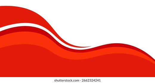 Vector red line background curve element with white space for text and message design, overlapping layers, vector