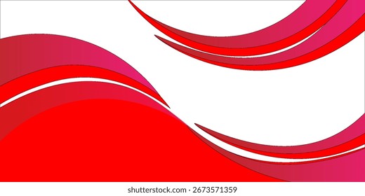 Vector red line background curve element with white space for text and message design, overlapping layers, vector