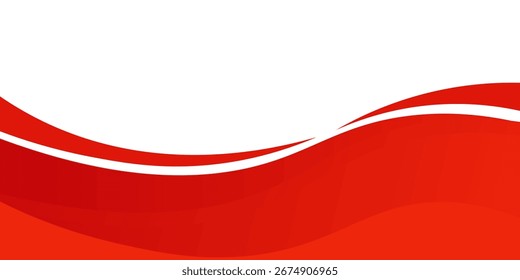 Vector red line background curve element with white space for text and message design, overlapping layers, Vector Illustration