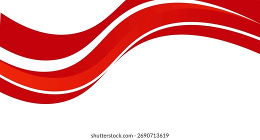 Vector red line background curve element with white space for text and message design, overlapping layers, v