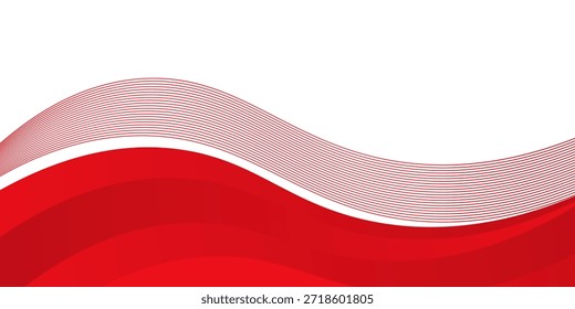 Vector red line background curve element with white space for text and message design, overlapping layers. Eps10