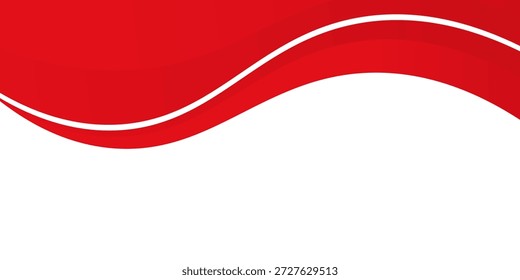 Vector red line background curve element with white space for text and message design, overlapping layers. Modern Creative trendy design