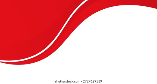 Vector red line background curve element with white space for text and message design, overlapping layers. Modern Creative trendy design