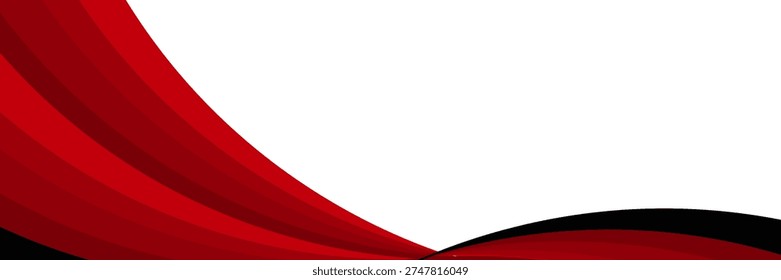 Vector red line background curve element with white space for text and message design, overlapping layers, vector