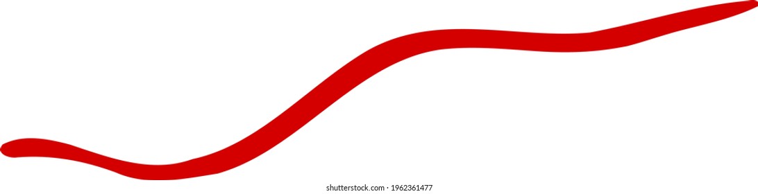 Vector red line. Trendy design asset. Wavy underline. Simple  сrimson line art. Incline dash. Expressive geometric shape. Rounded handwriting. Isolated abstract clip art for creating modern templates.