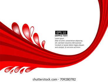 Vector red line wave on white background