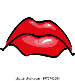 Vector red lip mouth illustration cartoon icon