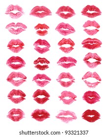 Vector Red lips imprint isolated on white background